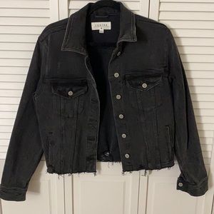 black distressed Jean jacket